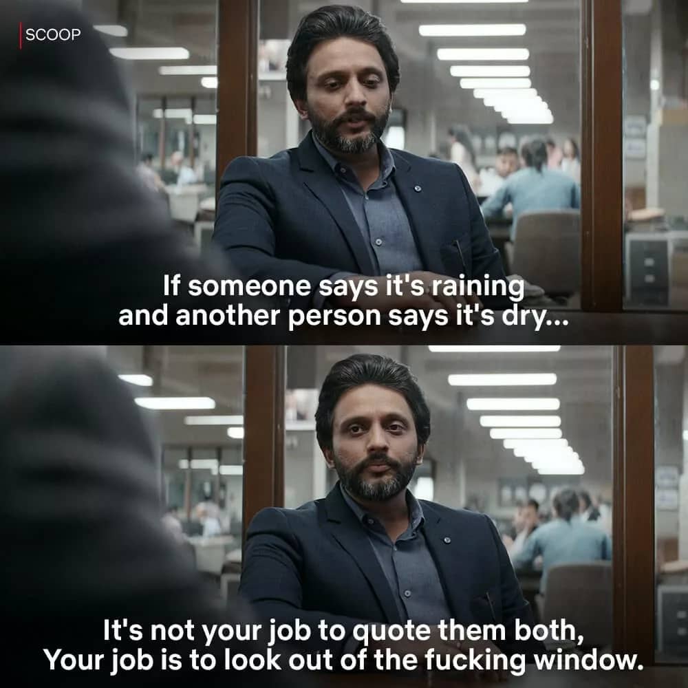 Man in office says journalists shouldn’t just quote both sides but seek the truth themselves