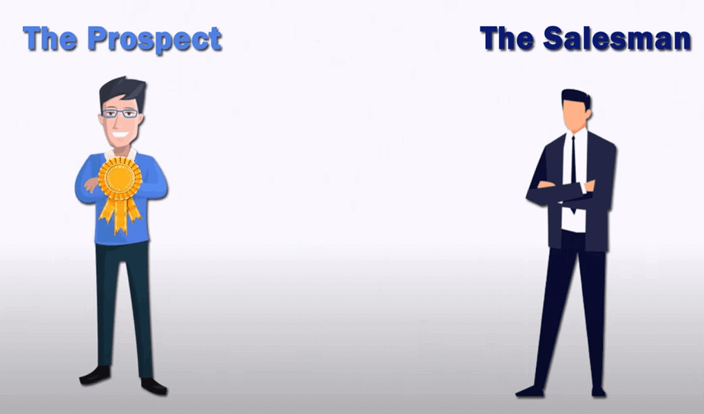 Prospect as the prize versus the salesman, illustrating status dynamics in sales conversations.