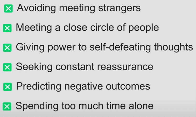 Checklist of common self-defeating behaviors that hinder confidence and charisma.